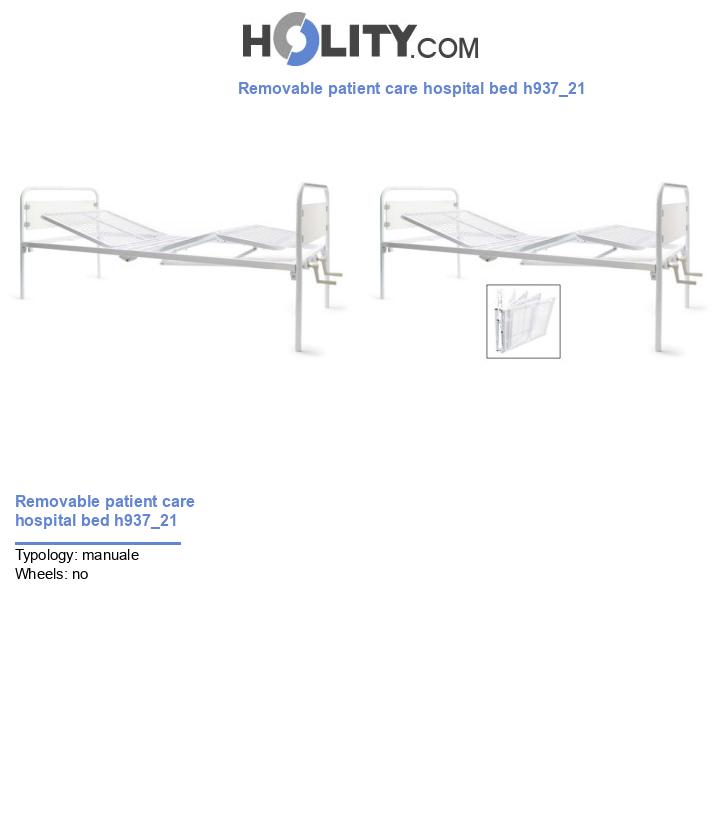 Removable patient care hospital bed h937_21