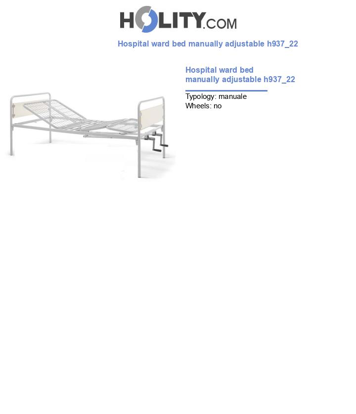 Hospital ward bed manually adjustable h937_22