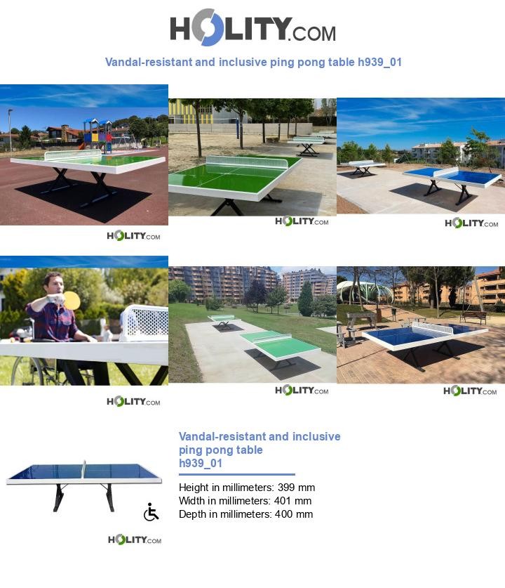 Vandal-resistant and inclusive ping pong table h939_01