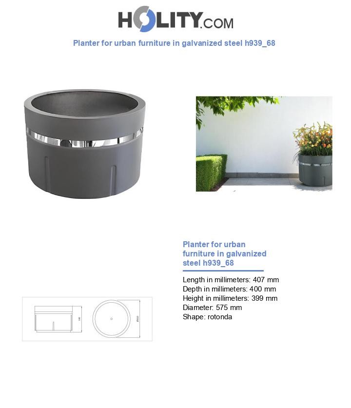 Planter for urban furniture in galvanized steel h939_68
