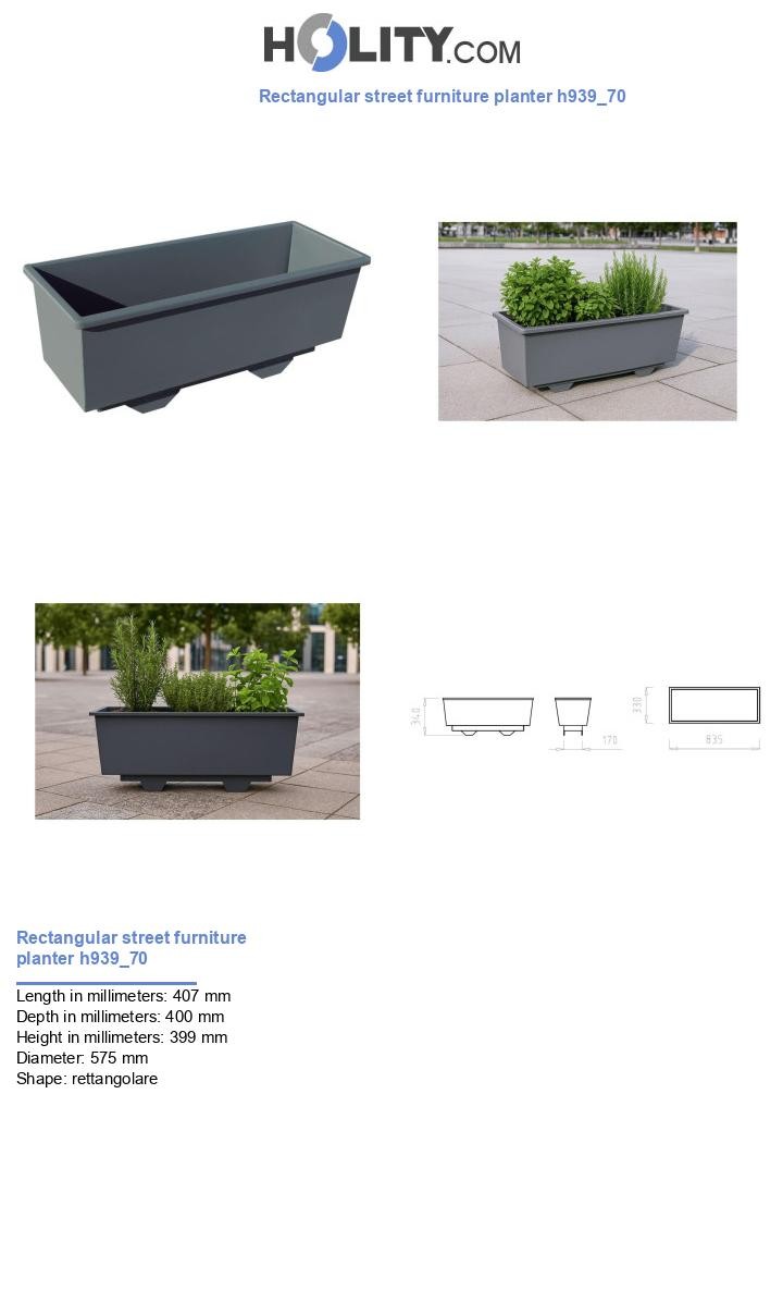 Rectangular street furniture planter h939_70