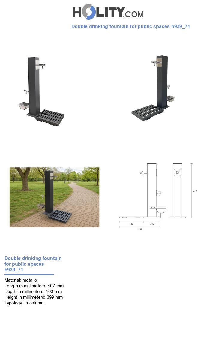 Double drinking fountain for public spaces h939_71