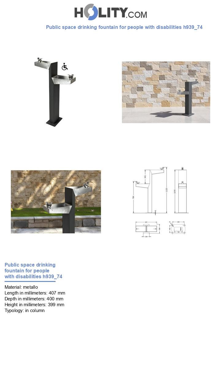 Public space drinking fountain for people with disabilities h939_74