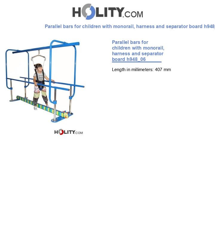 Parallel bars for children with monorail, harness and separator board h948_06