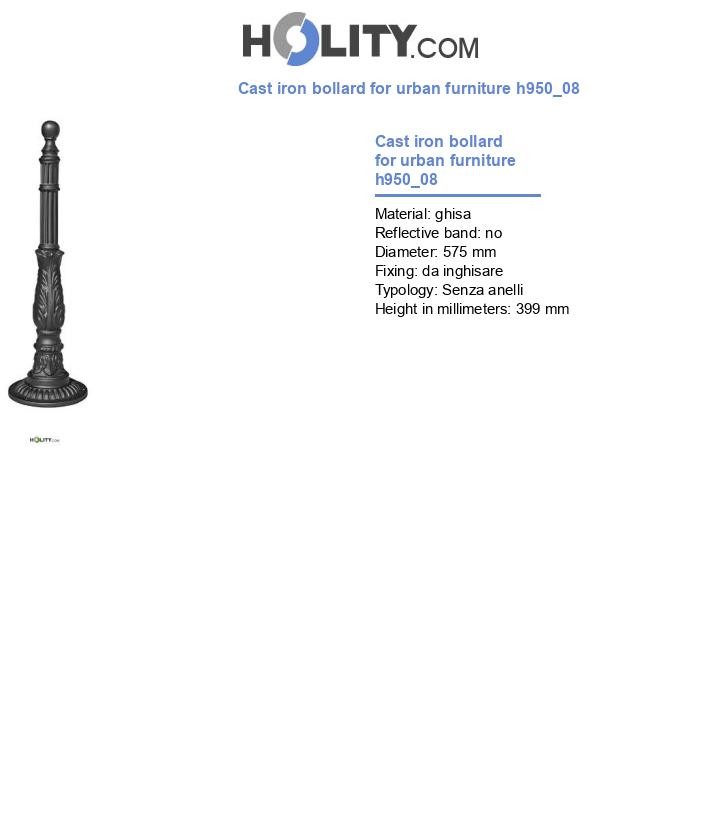 Cast iron bollard for urban furniture h950_08