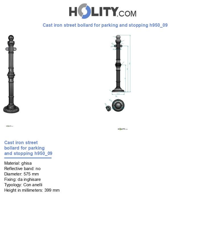 Cast iron street bollard for parking and stopping h950_09