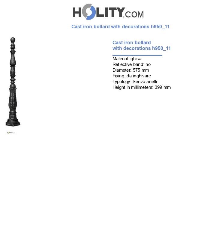 Cast iron bollard with decorations h950_11