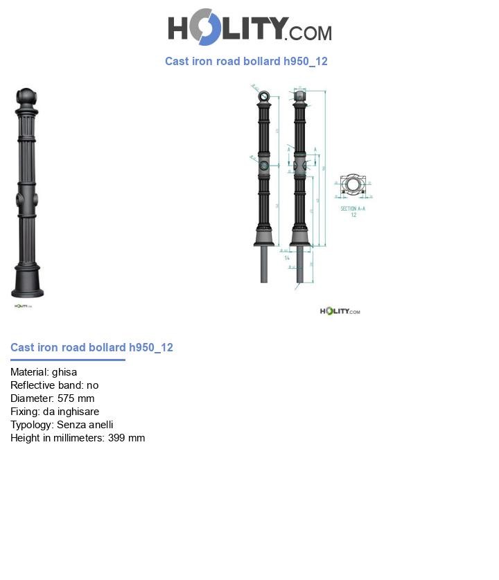 Cast iron road bollard h950_12