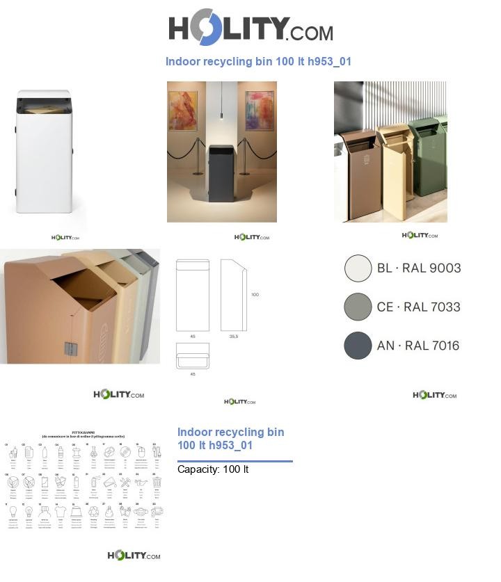 Indoor recycling bin 100 lt h953_01