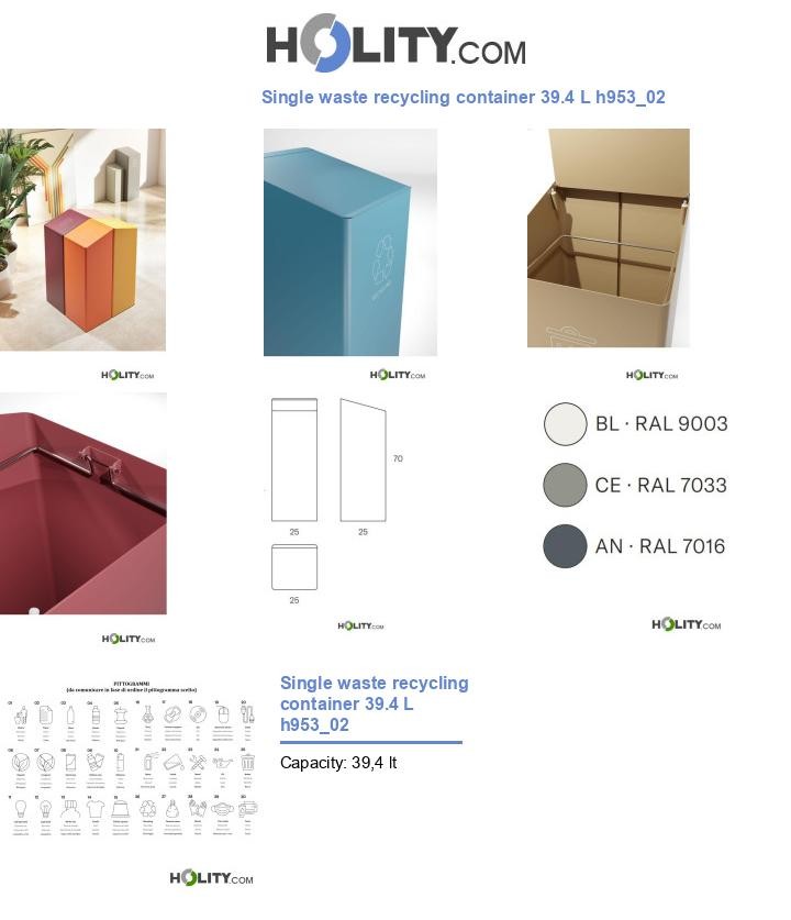 Single waste recycling container 39.4 L h953_02