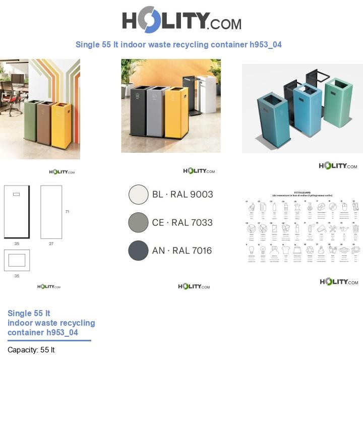 Single 55 lt indoor waste recycling container h953_04