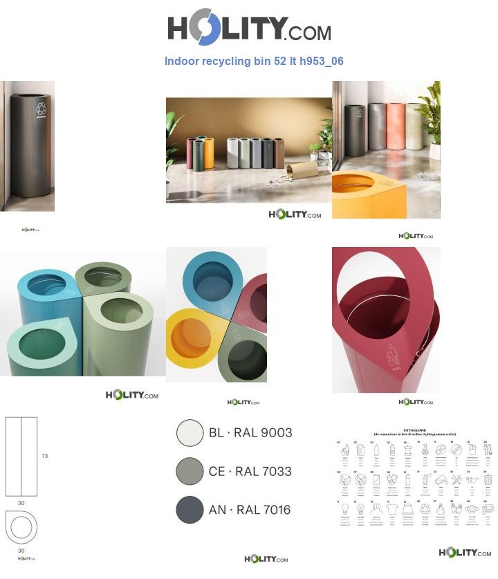 Indoor recycling bin 52 lt h953_06