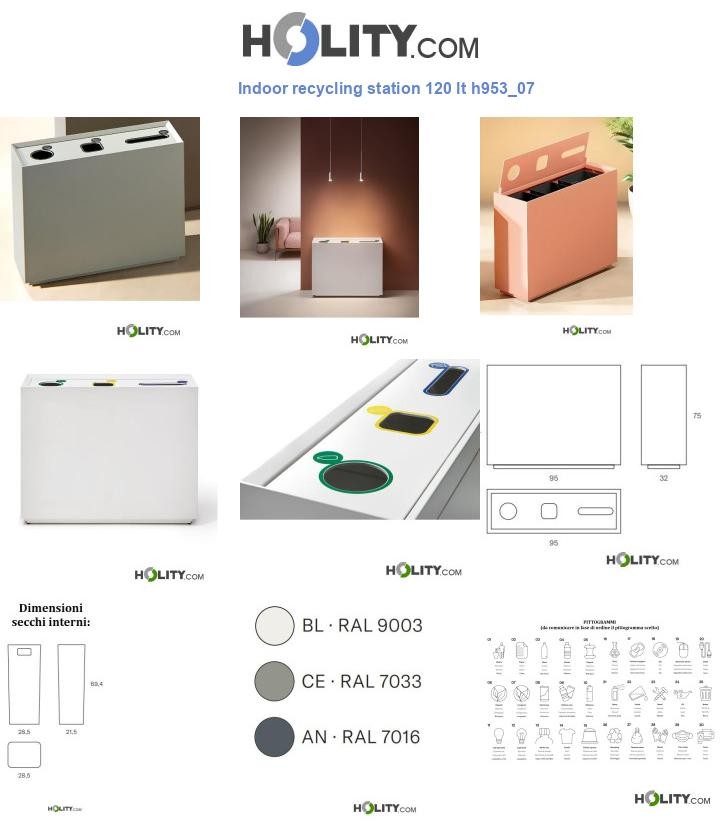 Indoor recycling station 120 lt h953_07