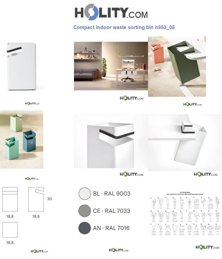 Compact indoor waste sorting bin h953_08