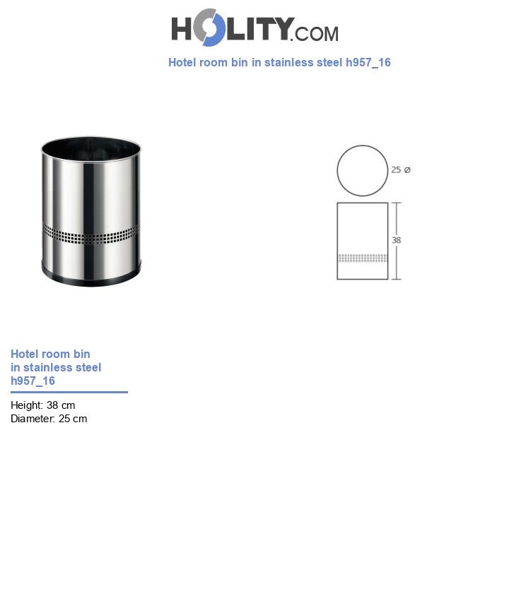 Hotel room bin in stainless steel h957_16