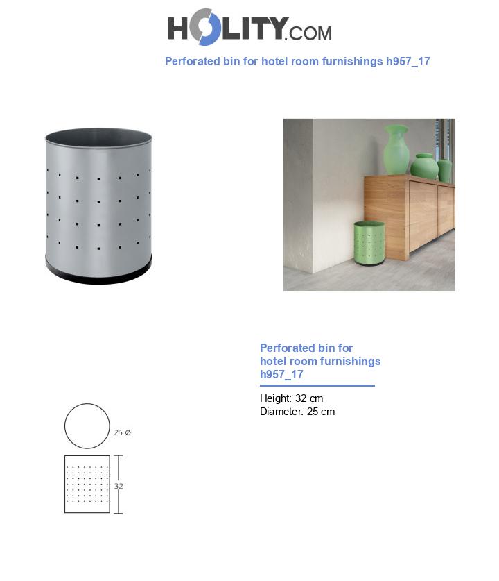 Perforated bin for hotel room furnishings h957_17
