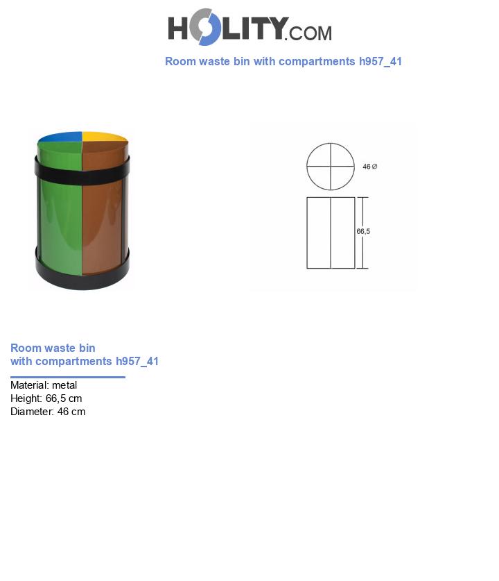 Room waste bin with compartments h957_41