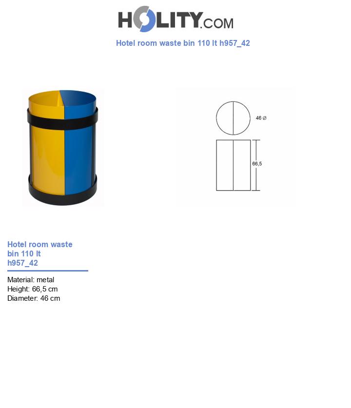Hotel room waste bin 110 lt h957_42