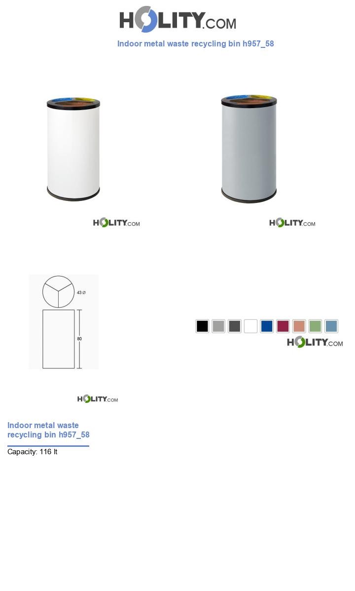 Indoor metal waste recycling bin h957_58