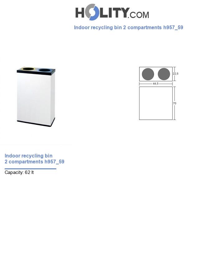 Indoor recycling bin 2 compartments h957_59