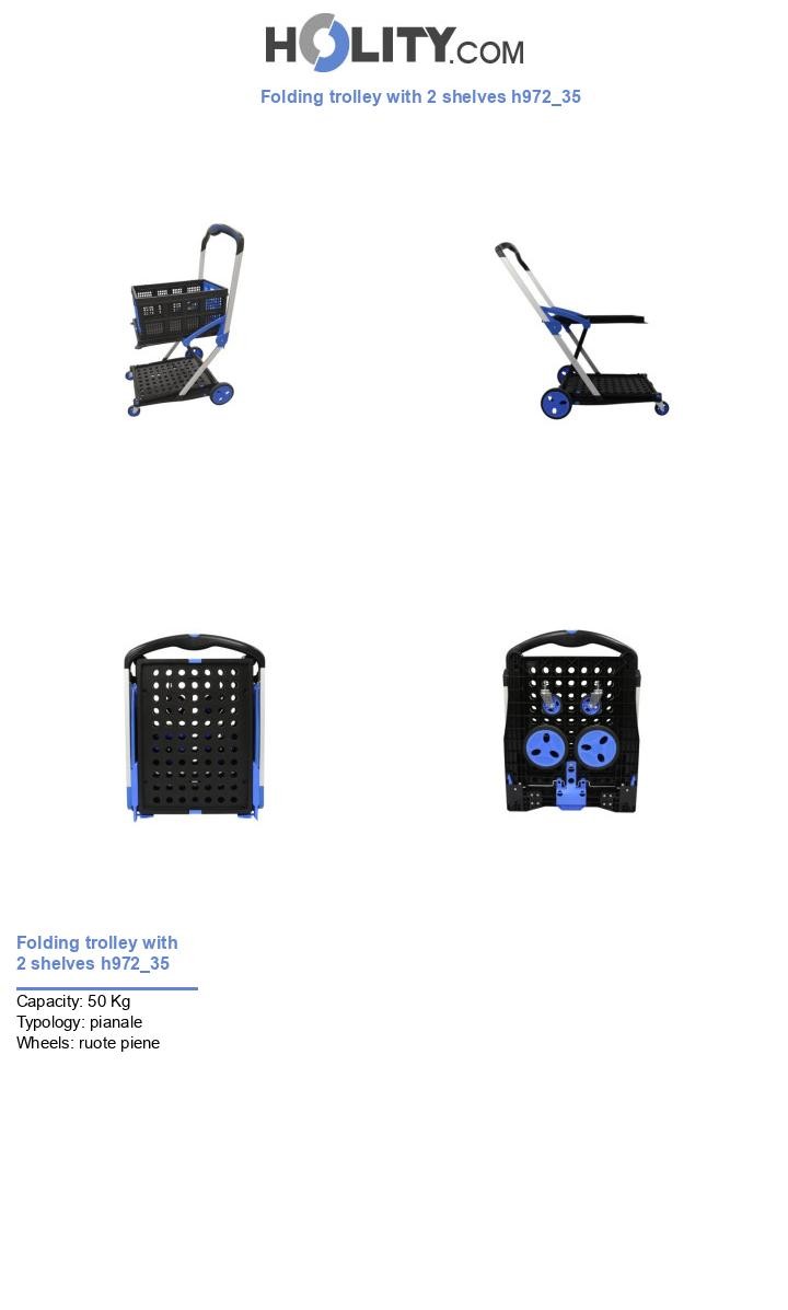 Folding trolley with 2 shelves h972_35