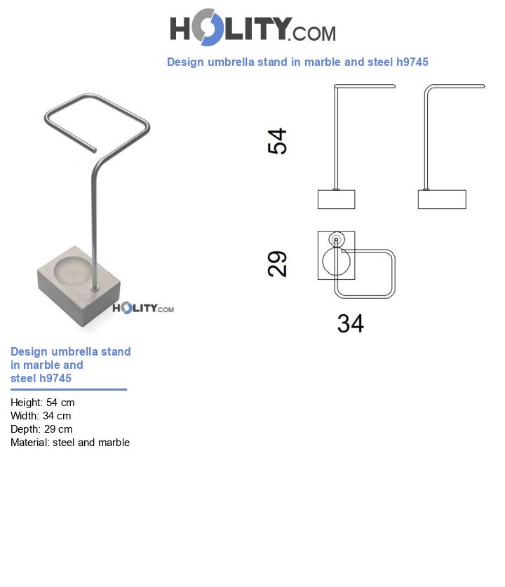 Design umbrella stand in marble and steel h9745