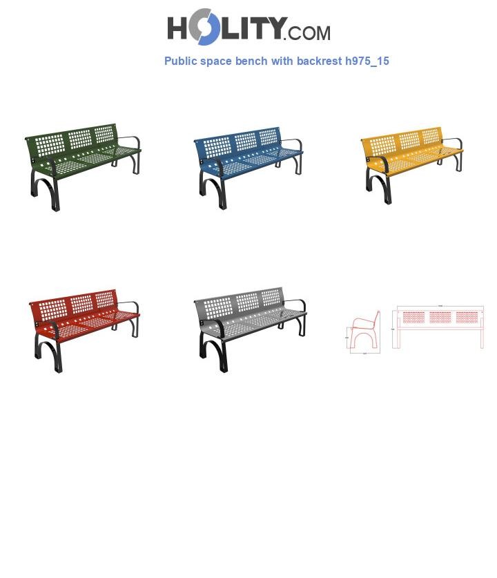 Public space bench with backrest h975_15
