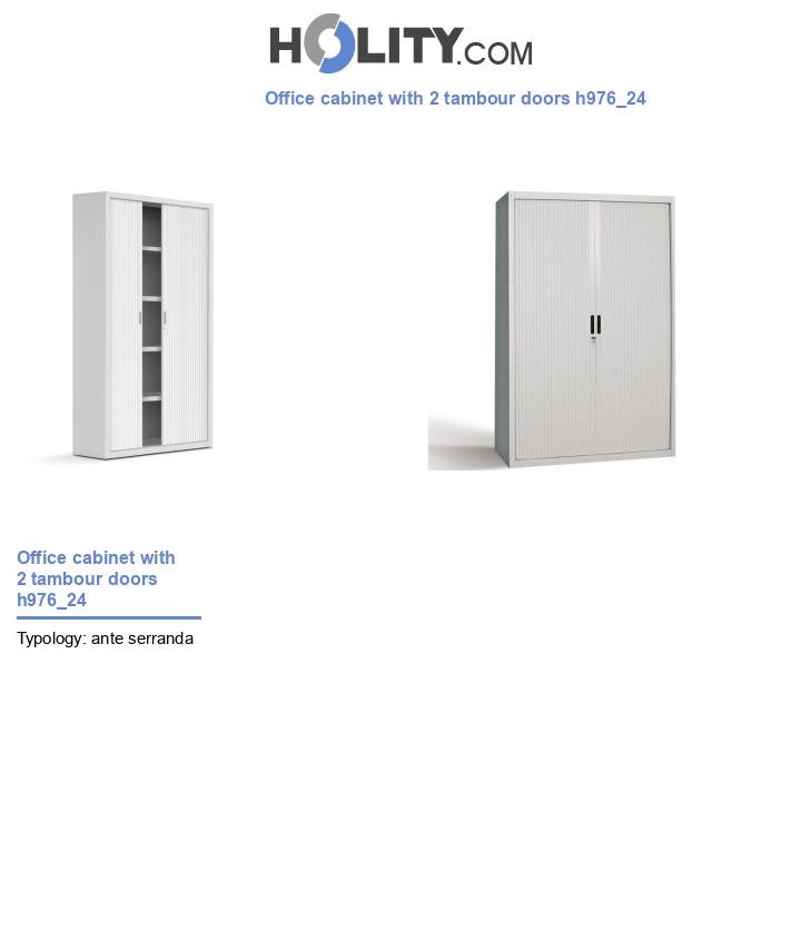 Office cabinet with 2 tambour doors h976_24