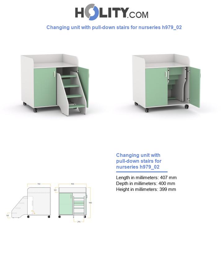 Changing unit with pull-down stairs for nurseries h979_02