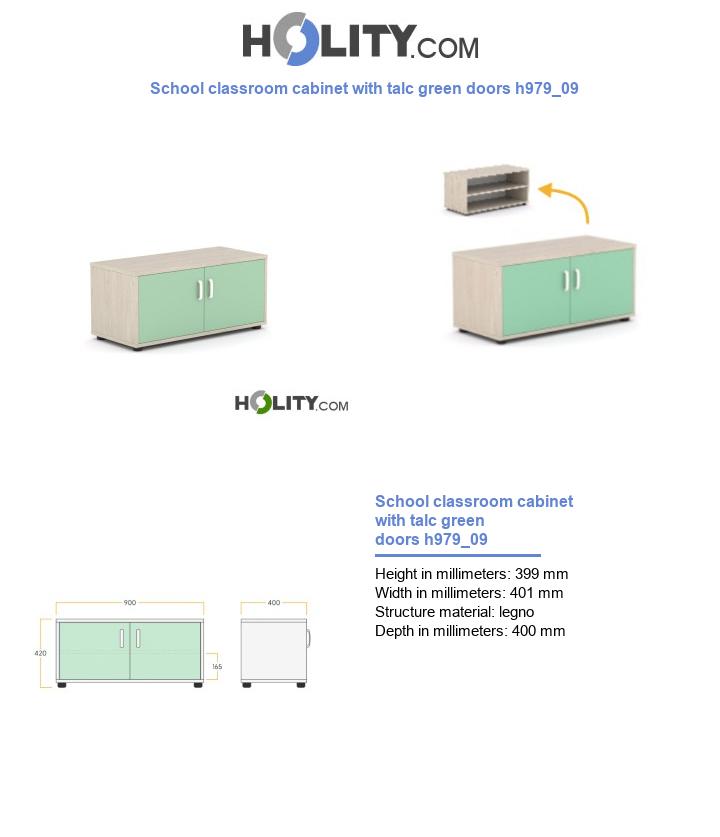 School classroom cabinet with talc green doors h979_09