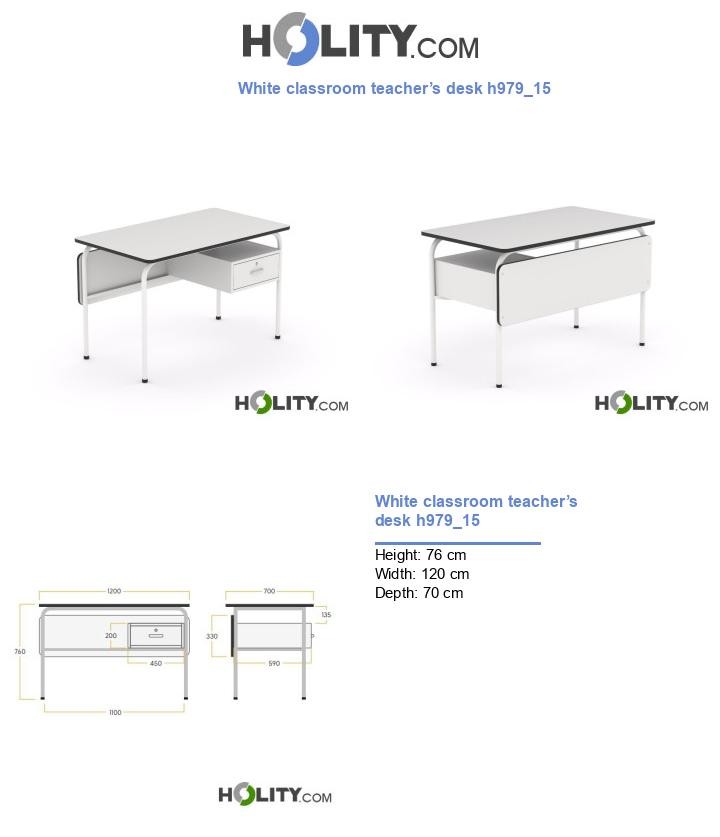 White classroom teacher’s desk h979_15