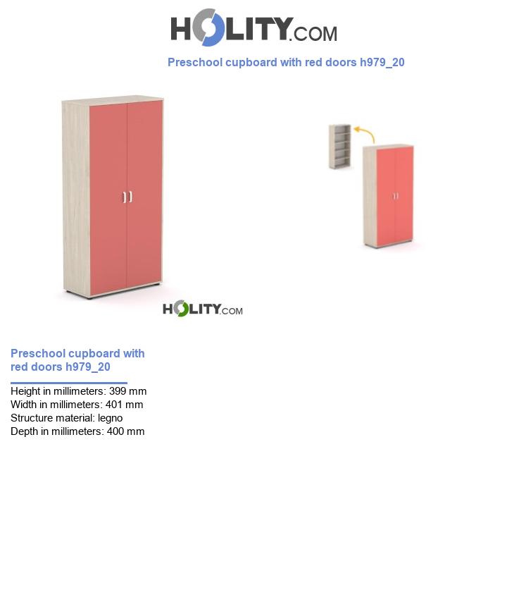 Preschool cupboard with red doors h979_20