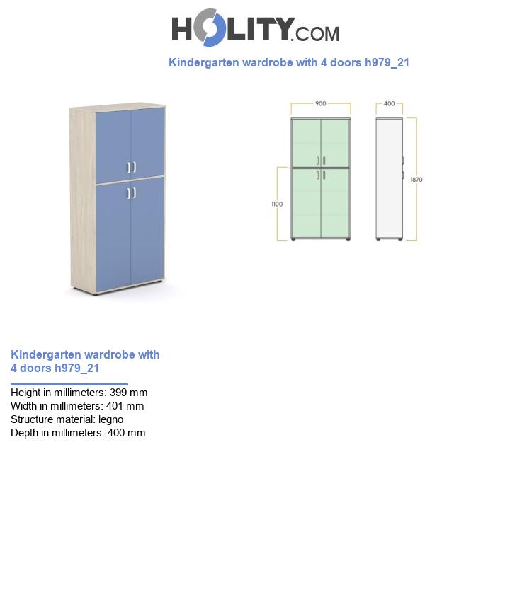 Kindergarten wardrobe with 4 doors h979_21