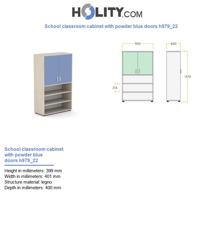 School classroom cabinet with powder blue doors h979_22