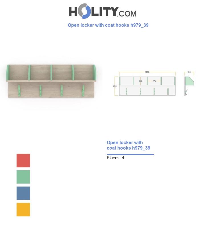 Open locker with coat hooks h979_39