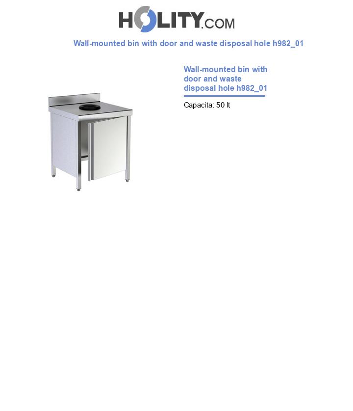 Wall-mounted bin with door and waste disposal hole h982_01