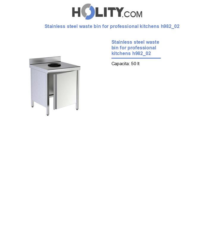 Stainless steel waste bin for professional kitchens h982_02