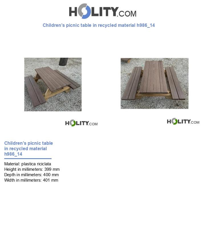 Children’s picnic table in recycled material h986_14