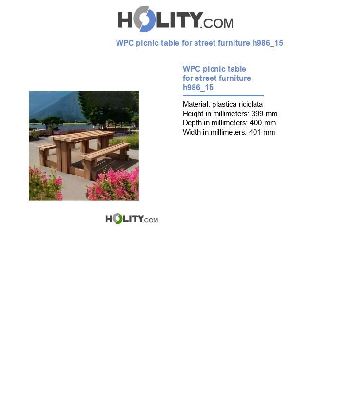 WPC picnic table for street furniture h986_15